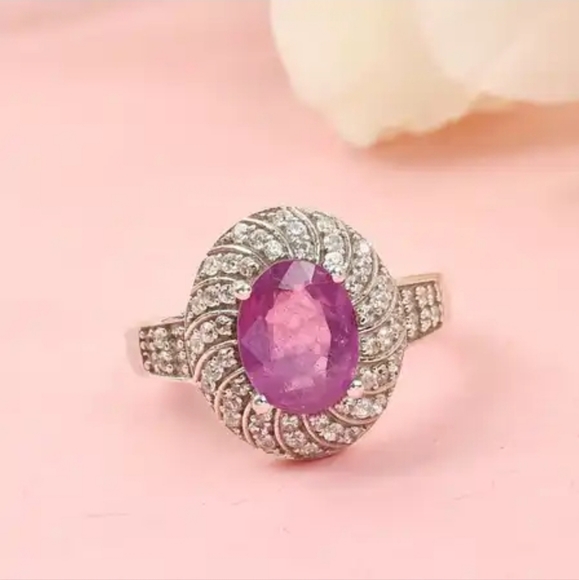 Genuine IIakaka Pink Sapphire 💗 Zircon 💍 Size 8! New - Picture 6 of 6